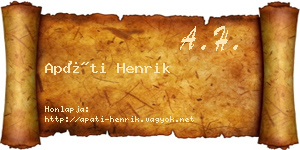 Apáti Henrik névjegykártya